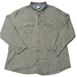 Carbon2Cobalt Shirt Mens XXL Button Up Green Yak Blend Flap Pocket Long Sleeve